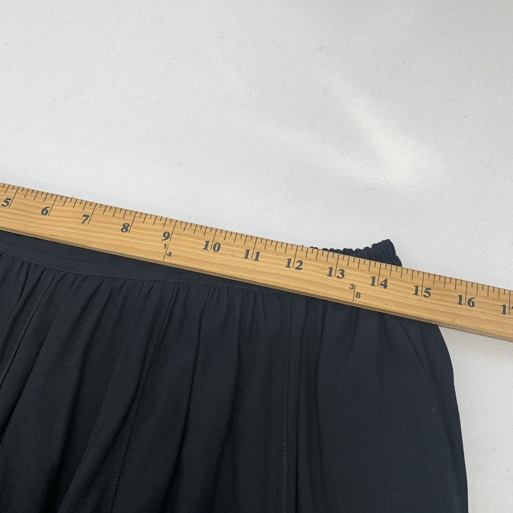 Black Embroidery Long Full Skirt Medium Elastic Waist  Pockets Boho WhimsyGoth - Picture 7 of 10